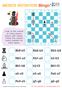 Moves Notation Bingo Worksheet: Free Printable for Kids